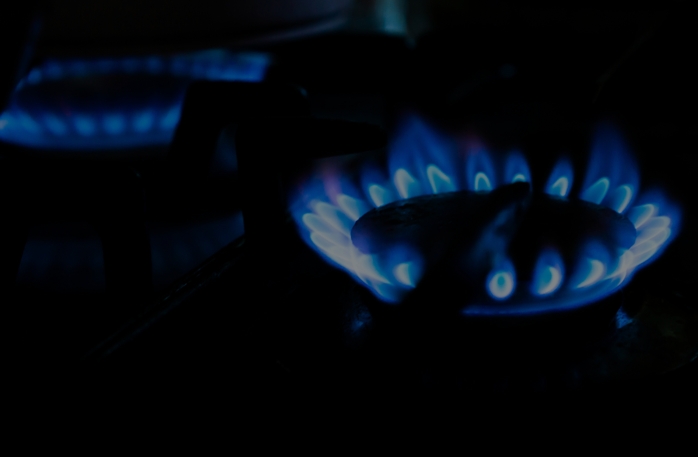 Lit burner on a natural gas stove